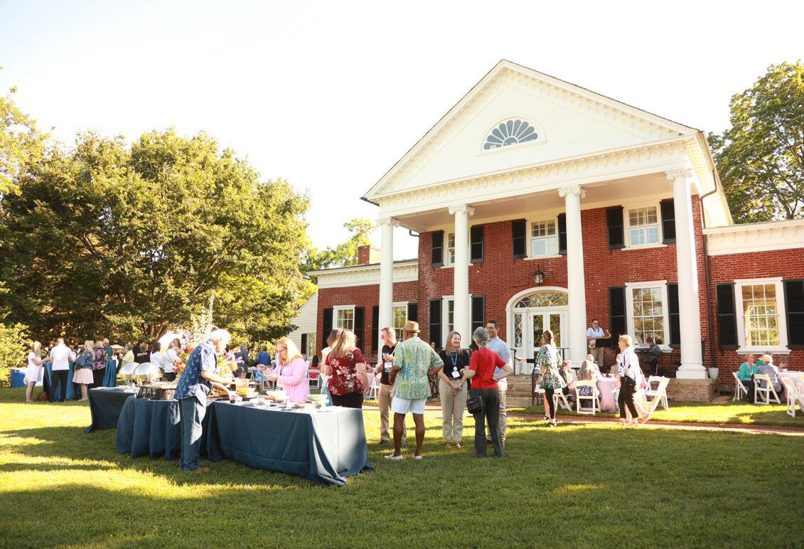 Brompton, home of President Troy Paino and wife Kelly, was the site of two welcome receptions for hundreds of alumni who returned for 2024's Reunion Weekend at Mary Washington. Photo by Karen Pearlman.