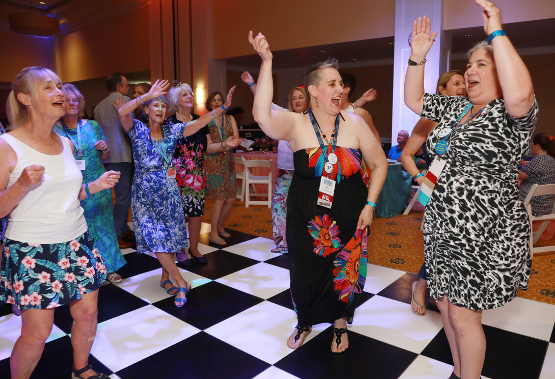 Alumni show off their best moves on the dance floor during the all-class party on Saturday evening. Photo by Karen Pearlman.