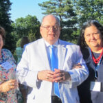 Dr. Mahoney fondly referred to Kathye Baldwin Geary '77 (left) and Kathy Diehl Hartman '77 (right) as "the two Kathys." Here, he poses with them for a picture at their 40th Reunion Weekend. Photo courtesy of Kathye Baldwin Geary.