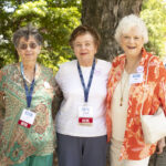 From left: Edna Gooch Trudeau, Ann Brooks Coutsoubinas, and Dodie Reeder Hruby, all alumnae from the Class of 1959, returned to campus to celebrate their 65th reunion. Photo by Karen Pearlman.