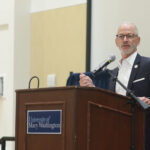 President Troy Paino provided a university update, announcing that UMW awarded $2.2 million through 817 privately funded scholarships during the last fiscal year. Photo by Karen Pearlman Photography.
