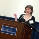 Junior Norah Walsh speaks at the 2023 Donor Appreciation Luncheon on March 25. The annual event, held for the first time in person in four years, celebrates donors who have established scholarships to support students. Photo by Karen Pearlman Photography.