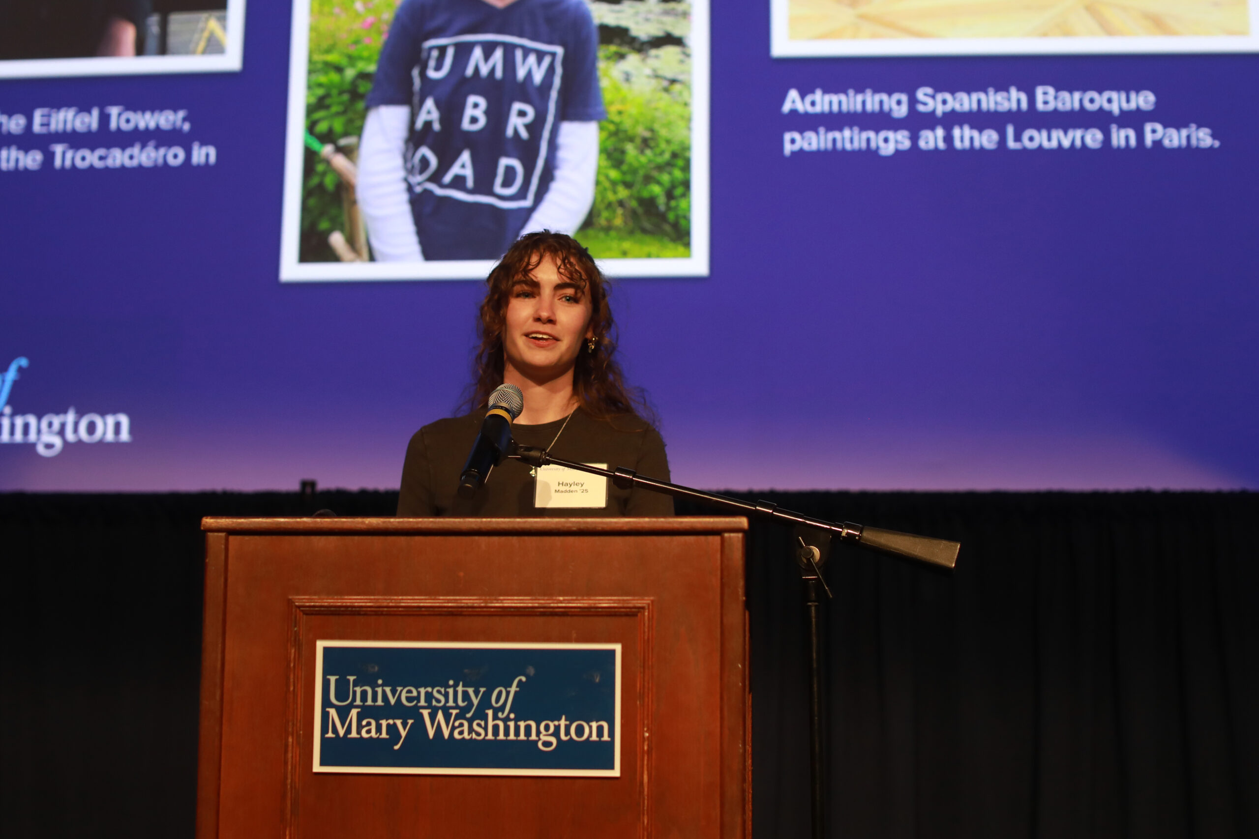 Hayley was among the UMW student speakers who shared their study abroad stories at the 2024 Celebration of Giving in November. Photo by Karen Pearlman.