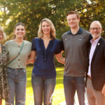 From left to right: Kelly Paino, Caroline Greer, Jennifer Carter Greer '92, Ryan Greer '17, and President Troy Paino. Photo by Karen Pearlman Photography.