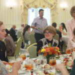 Stephen Lamm '19 chats with Oliver Kemp, an incoming first-year student who was recently accepted to Mary Washington. Photo by Karen Pearlman Photography.