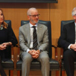 Board of Visitors Rector Devon Williams Cushman '93, President Troy Paino, and College of Education Dean Pete Kelly all spoke at the dedication, offering their congratulations and thanks to the Morrises. Photo by Karen Pearlman Photography.