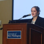 Senior Sofia Taylor, who received the full-ride Justin and Helen Piscopo Alvey Scholarship to attend UMW, served as emcee for the luncheon. Photo by Karen Pearlman.