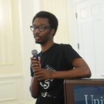 Rising senior Davy Washington shared a proposal entitled "Rebuilding WMWC," which earned a Fund for Mary Washington Impact Grant to help purchase new equipment for the now online campus radio station. Photo by Karen Pearlman.