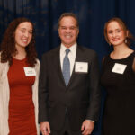 Seniors Hannah Stottlemyer (left) and Sofia Taylor, who both earned full-ride Alvey Scholarships established by Irene Piscopo Rodgers, pose with Ron Pohl, Irene's friend and attorney. Photo by Karen Pearlman Photography.