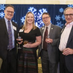 From left: John Anstey '93, Vice President for Advancement Katie Turcotte, College of Arts and Sciences Dean Keith Mellinger, and Curry Roberts at the 2022 Celebration of Giving. Photo by Tom Rothenberg.