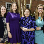 Irene Piscopo Rodgers '59 poses in 2017 with three of her recipients, Kelly McDaniel, Mary Hopkin, and Emily Ferguson.