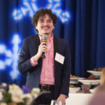 Senior Oscar León explains how the June Davis McCormack '49 Scholarship gave him the opportunity to stay at Mary Washington an extra year so he could perform in UMW Theatre productions. Photo by Tom Rothenberg.