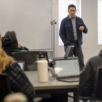Jin Wong speaks to students in UMW's College of Business. Photo by Tom Rothenberg.
