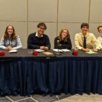 Anders (far right) with UMW classmates (from left) Jackson Carmack '25, Elisa Luckabaugh '24, Ricky Munoz '24, Mary Slavin '25, and Kaleb Dunlap '24 at Virginia's World Geography Bowl at the Southeastern Division of the American Association of Geographers. Photo courtesy of Anders Barretta.