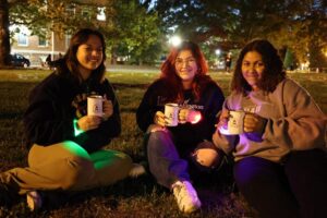 Students attend the recent Big Ash Bonfire and Campout, sponsored by MWHC and hosted by Campus Recreation. Photo by Paige Shiplett.