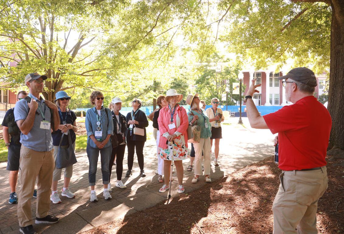Alumni College lectures include 'Biodiversity of the UMW Campus: Our Beautiful Trees,' taught by Professor of Biology Alan Griffith (right). Photo by Karen Pearlman.