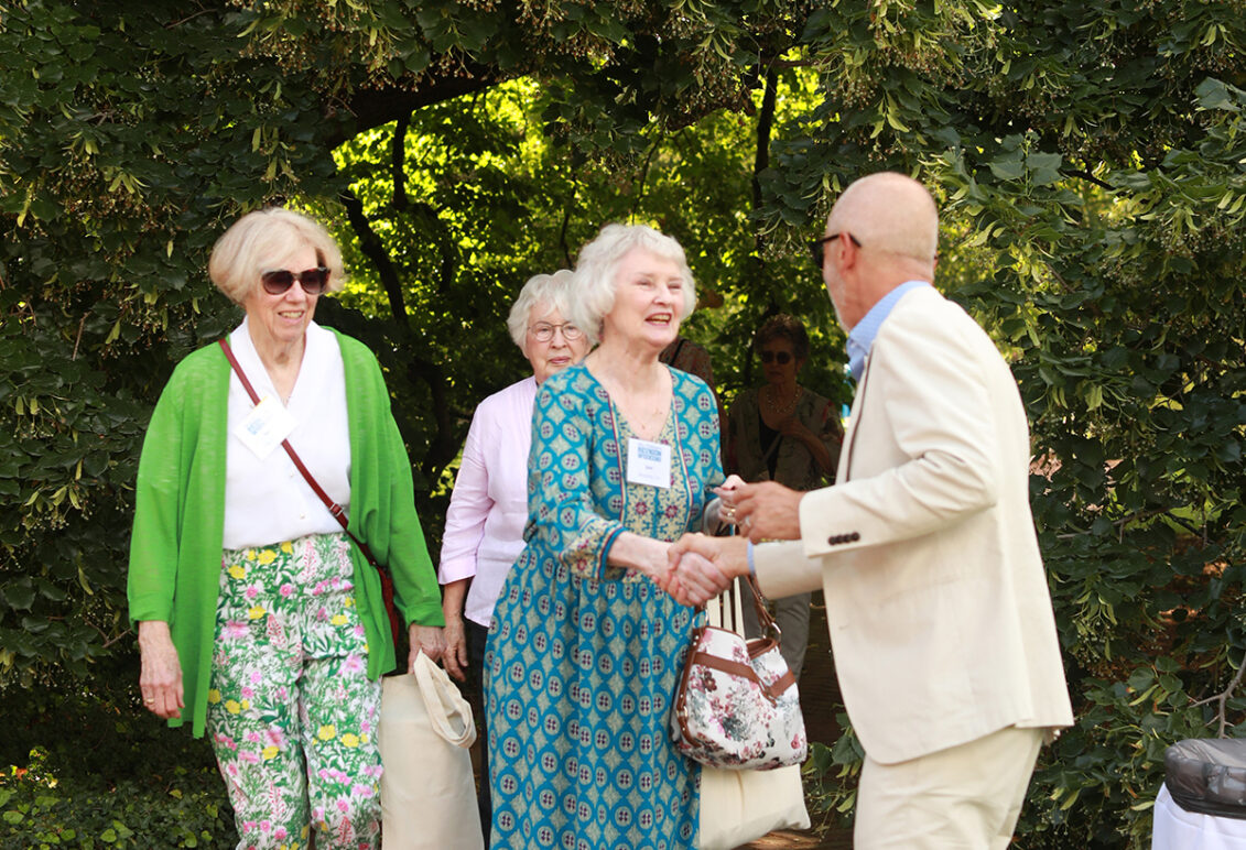President Paino greets guests during the welcome reception at Brompton. Photo by Karen Pearlman.