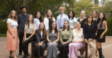 Mallory (back row, third from left) with her fellow Washington and Alvey Scholars at a reception at the Jepson Alumni Executive Center's Kalnen Inn in fall 2023. Photo by K Pearlman Photography.