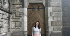 Mallory in front of St. Colman's Cathedral in Cobh, Ireland.
