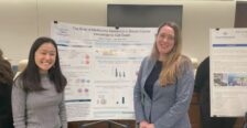 Mallory Thompson and her faculty mentor, Assistant Professor of Biological Sciences Laura Sipe, in front of their research poster at the Virginia State Capitol during a student showcase presented by the Network for Undergraduate Research in Virginia last spring.