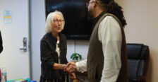 Betty Talley '68, who made a generous gift over a decade ago to name the Talley Center, meets with Dr. Chad Sims, the center's new director. Photo by K Pearlman Photography.