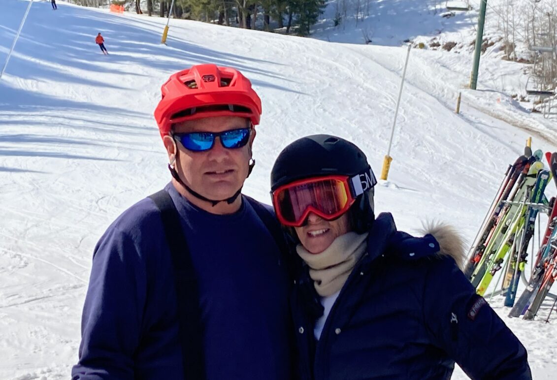 Jan skiing with Dr. Jerri Barden Perkins '61 in Sun Valley, Utah. He helped Dr. Perkins, who received a chemistry degree from Mary Washington before earning a medical degree, and went on to conduct trailblazing research on rheumatoid arthritis among other accomplishments, establish six scholarships and fellowships to support UMW students during his years in the Office of Advancement and Alumni Engagement.