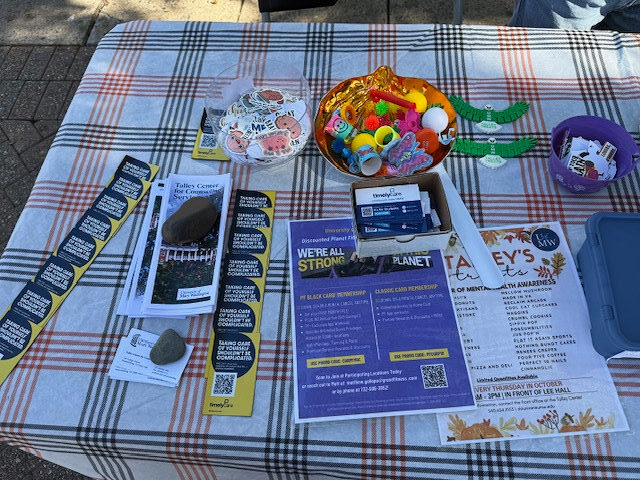 During Talley Treats, held every Thursday through October, staff share brochures and other information about the Talley Center's resources with students, along with stickers, trinkets, and fidget toys to help calm them during stressful moments.
