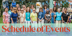 Photo of Reunion attendees with the word "Schedule of Events" in an overlay